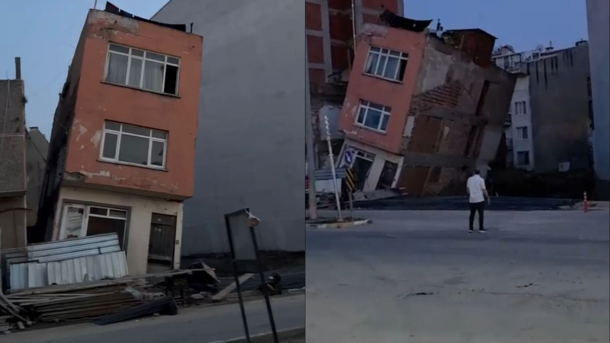 Bitişikteki inşaatın temel kazısında çatlaklar oluşan 3 katlı bina çöktü
