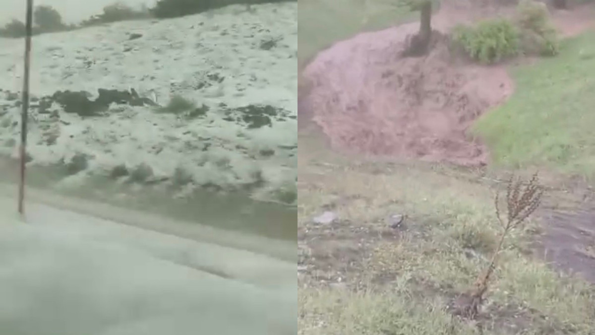 Tokat’ta dolu yağışı yolları beyaza bürüdü