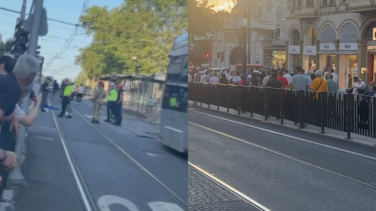 Laleli'de raylara düşen çocuk tramvayın altında ka