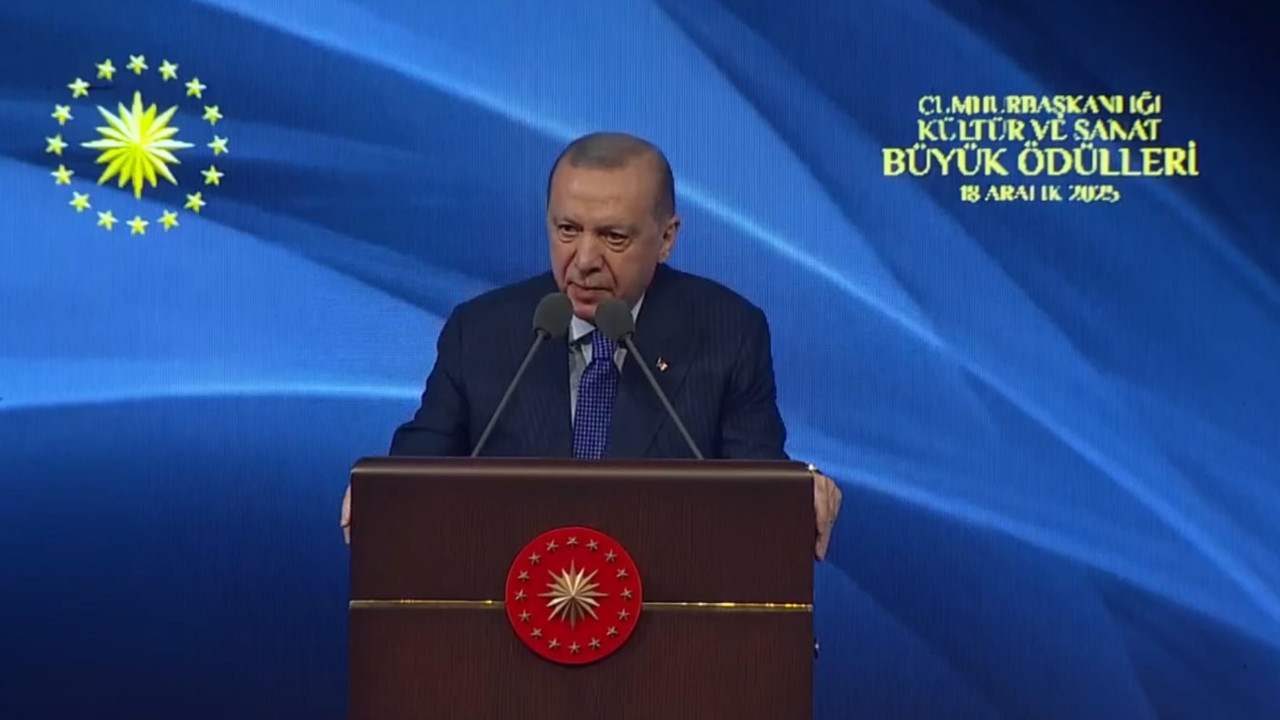 Cumhurbaşkanı Erdoğan, Cumhurbaşkanlığı Kültür ve Sanat Büyük Ödülleri Töreni'nde konuşuyor