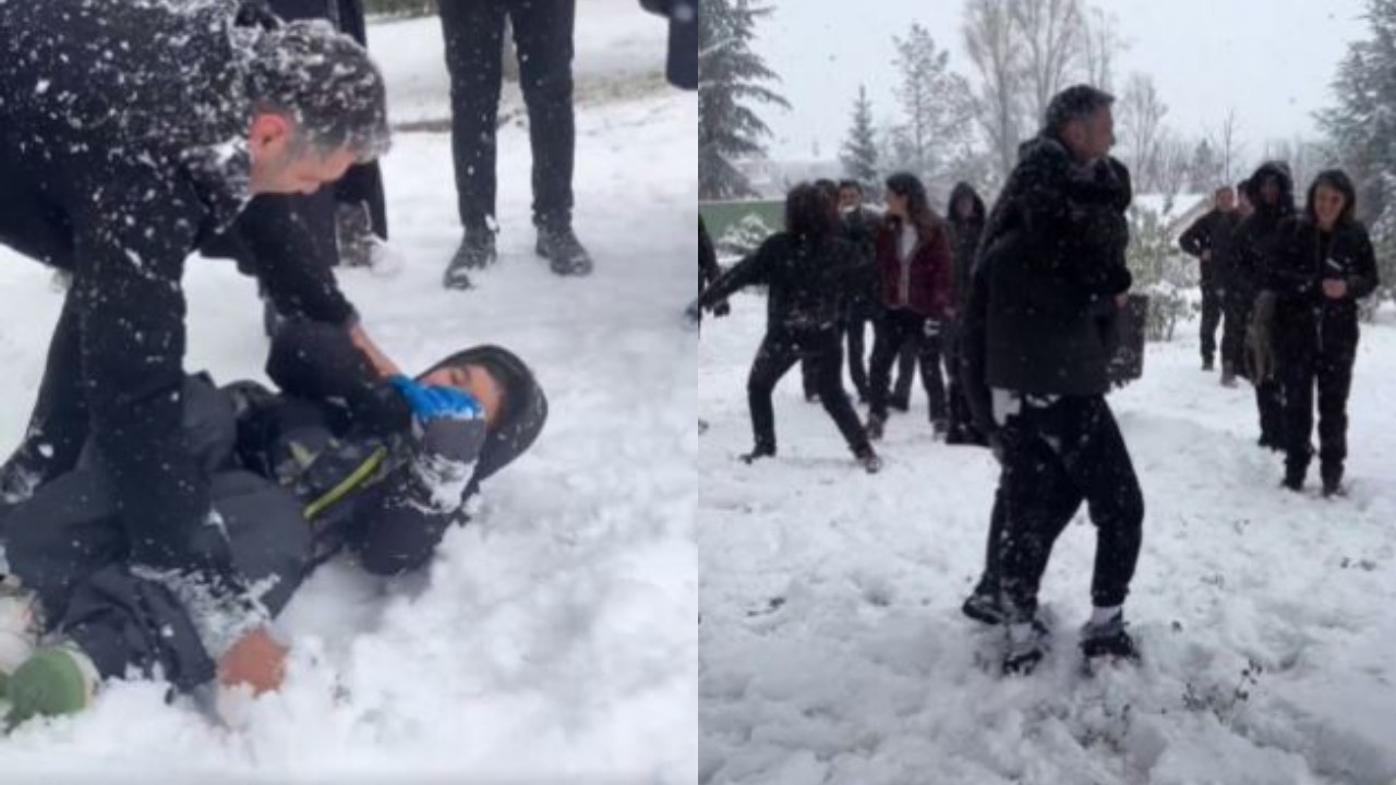 Kayseri Emniyet Müdürü, şehit çocukları ile kar topu oynadı