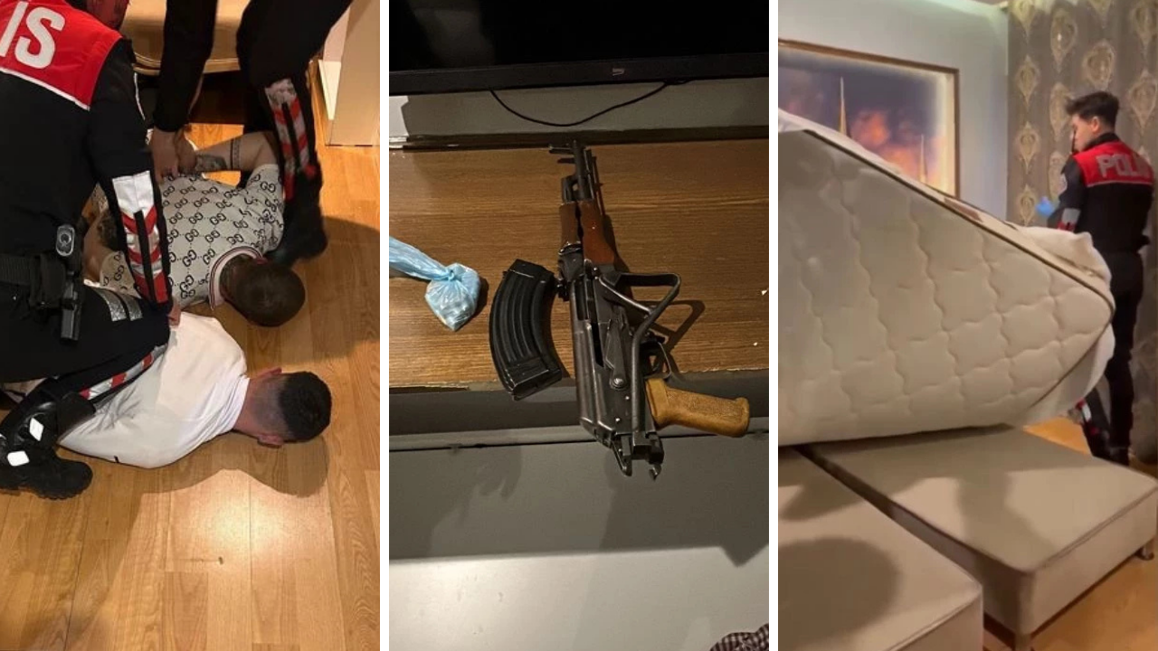 İstanbul'da otel odasına baskın! Yatak altından cephanelik çıktı