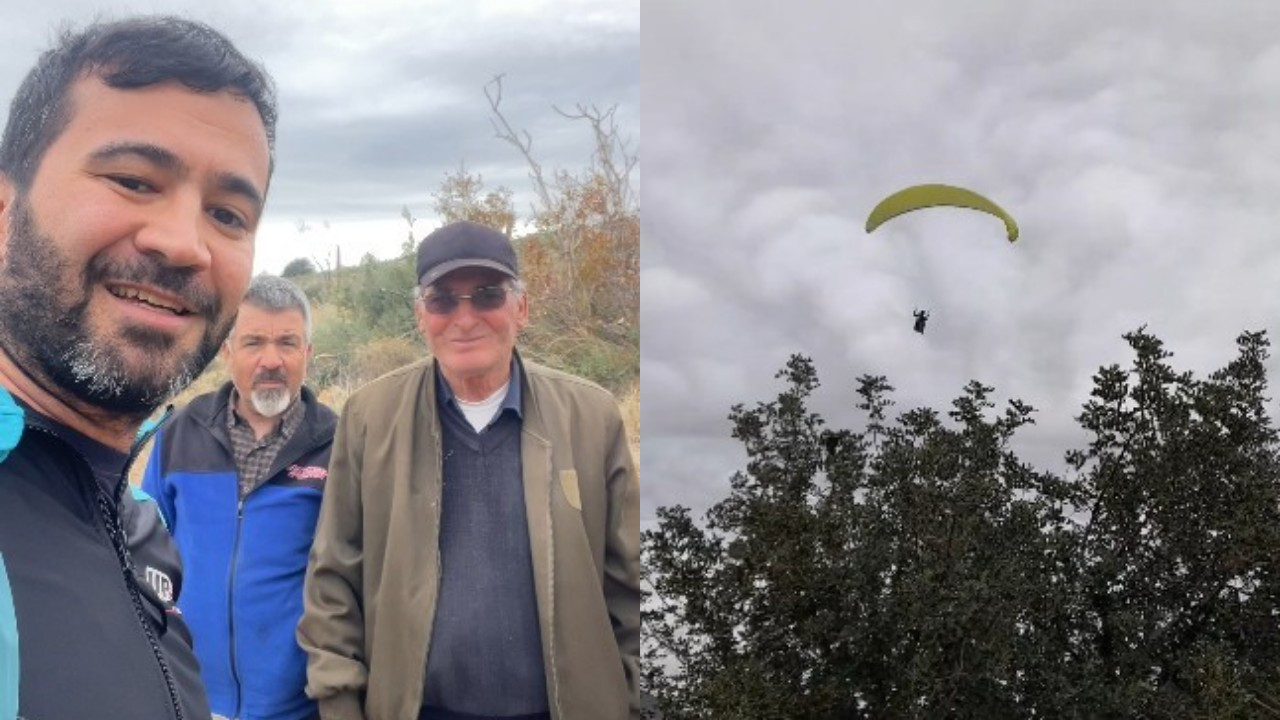 Paraşütçüye çay daveti gönülleri ısıttı