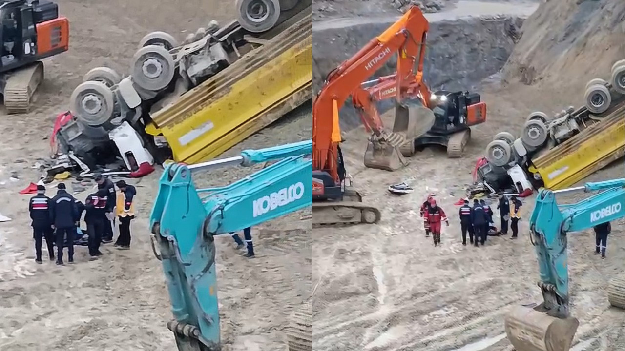 Taş ocağında uçuruma yuvarlanan kamyonun sürücüsü hayatını kaybetti