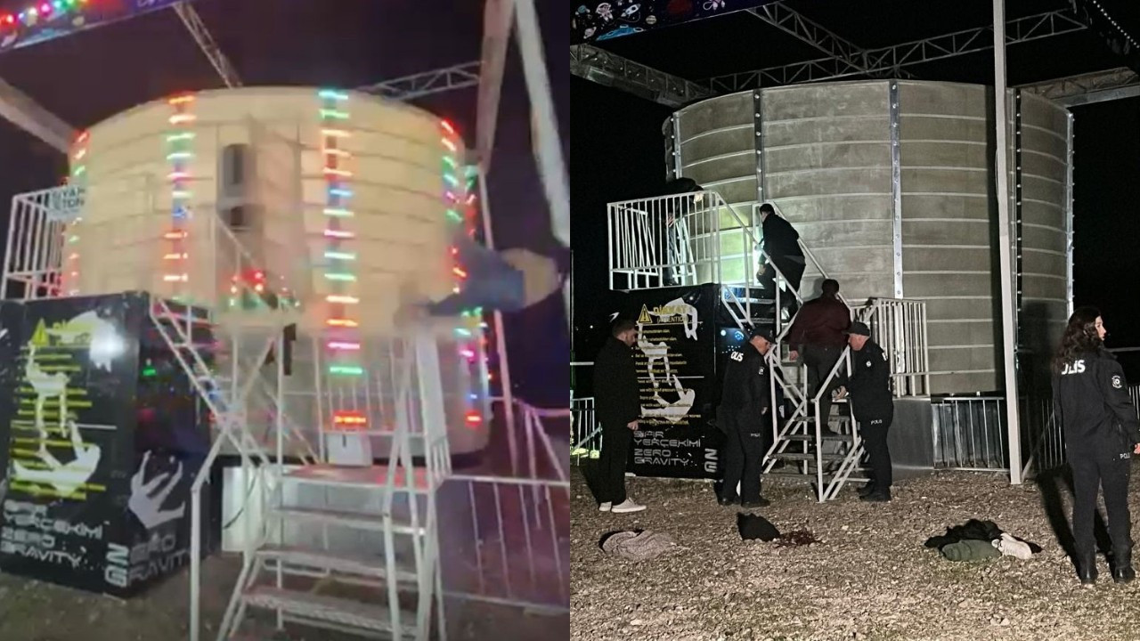 Edirne'deki lunaparkta facia! 'Sıfır yerçekimi'nden düşen adamın o anları kamerada
