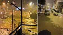 Antalya'da bir anda bastıran yağmur hayatı felç etti!