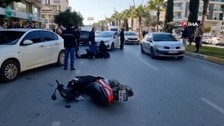 Motosiklet sürücüsü şerit ihlali sonucu hastanelik oldu