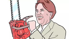Leman dergisi, Millet İttifakı’ndan ayrılan İYİ Parti Genel Başkanı Meral Akşener’i elinde testereyle karikatürize etti