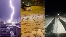 Gaziantep ve Kilis'te etkili olan sağanak ve dolu yağışının etkisi fotoğraflandı