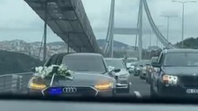 FSM Köprüsü'nde çakarlı meşaleli düğün konvoyuna tepki