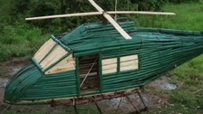 Daha önce böyle helikopter görmediniz! Teknolojiyi değil ilkel malzemeleri kullandı