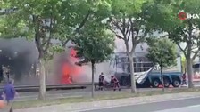 Sakarya D-650'de bomba gibi patlayan tır etrafa korku saçtı