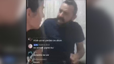 Evli çift canlı yayın esnasında kavga etti