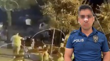 Beşiktaş'ta ihbara giden polise 7 kişi saldırı! Polisin burnunun kırıldığı anlar kamerada