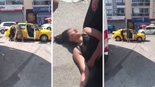 İzmir'de sokak ortasında dayak kameralarda! Eski eşten şiddet gören kadın bayıldı