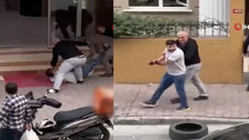 İstanbul'da sokak ortasında kanlı vahşet! Kiracı emlakçıya satırla saldırdı! O anlar kamerada