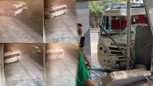 Mersin'de minibüs minibüse çarpınca yoldan çıkıp düğün salonuna girdi!