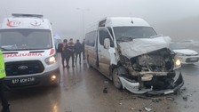 Yolcu minibüsü vince çarpınca 9 kişi yaralandı!