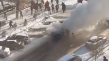 Kırgızistan'ın başkenti Bişkek'teki Türk büyükelçiliği önünde patlama