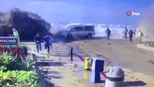 California'da dev dalgalar insanları ve araçları yuttu! Yaralılar var
