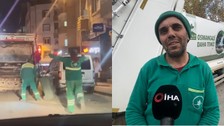 Bursa'da temizlik işçisi Murat Altınışık duyduğu müzik karşısında kendisini tutamadı