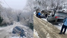 Uludağ yolu çarpışan araba pistine döndü