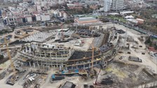 Ankara'da 45 bin kişilik yapılan stadyumun çalışmaları havadan görüntülendi