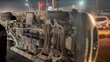 Tekirdağ'da yolcu minibüsünün devrildiği kazada 13 kişi yaralandı
