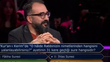 Kenan İmirzalıoğlu yarışmacının yanlış cevapladığı 'Ayet' sorusunu uzun uzun yanıtladı