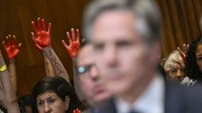 Antony Blinken Senato'da neye uğradığını şaşırdı! Filistin destekçilerinden 'Gazze kasabı' protestosu