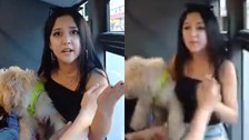 Köpekle otobüse bindi, tepki gösteren yolcularla tartıştı