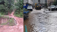 Rize'de sağanağın ardından yollar göle döndü, birçok noktada heyelan medyana geldi