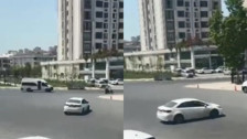 Cadde ortasında drift kamerada