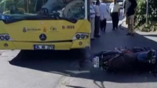 İstanbul'da İETT otobüsü motosiklet sürücüsüne çarptı