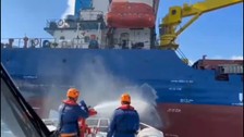 Pendik açıklarında kuru yük gemisinde yangın