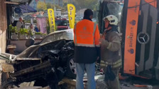Yol bakım aracı yoldan çıktı! 10 araç ezildi, yaralılar var
