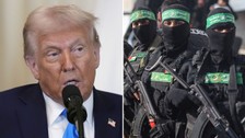 Trump'ın Gazze planının yankıları sürüyor! Kassam Tugayları'ndan pankartlı yanıt