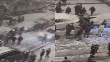 Kar eğlencesi bir anda kavgaya dönüştü