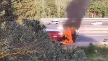 Bursa'da seyir halindeki kamyon alev alev yandı