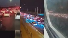 Tahran'dan göç başladı! Kilometrelerce kuyruk