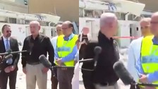 Netanyahu'nun panik anları! Konuşurken İran'ın saldırdığı binan çöktü