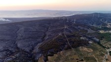 Tekirdağ Şarköy'de orman yangınının büyüklüğünü gösteren kareler