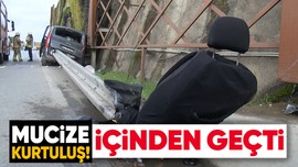 Direksiyon hakimiyetini kaybetti bariyer aracın içine girdi! VİDEO