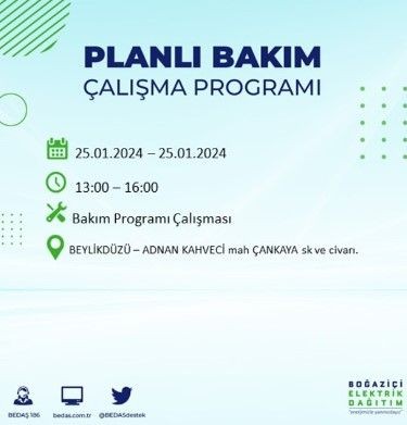 BEDAŞ 25 Ocak'ta İstanbul'un 19 ilçesinde elektrik kesintisi olacağını duyurdu - Resim: 26