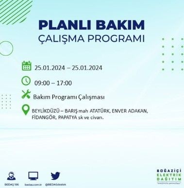 BEDAŞ 25 Ocak'ta İstanbul'un 19 ilçesinde elektrik kesintisi olacağını duyurdu - Resim: 27