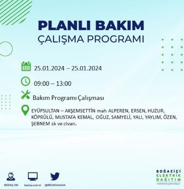 BEDAŞ 25 Ocak'ta İstanbul'un 19 ilçesinde elektrik kesintisi olacağını duyurdu - Resim: 19