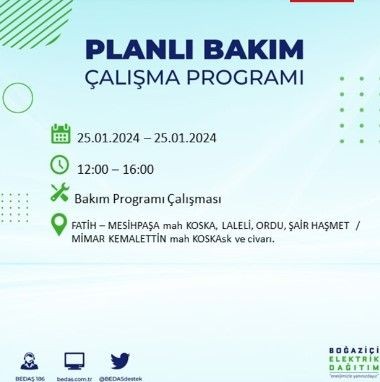 BEDAŞ 25 Ocak'ta İstanbul'un 19 ilçesinde elektrik kesintisi olacağını duyurdu - Resim: 16