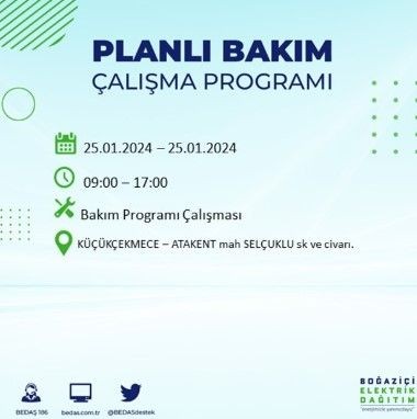 BEDAŞ 25 Ocak'ta İstanbul'un 19 ilçesinde elektrik kesintisi olacağını duyurdu - Resim: 11