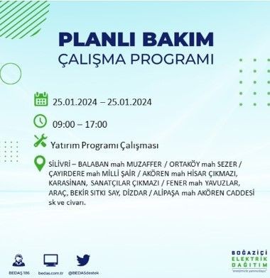 BEDAŞ 25 Ocak'ta İstanbul'un 19 ilçesinde elektrik kesintisi olacağını duyurdu - Resim: 9