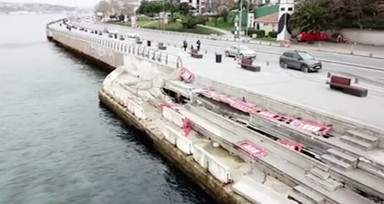 Üsküdar sahilde korkutan çökme